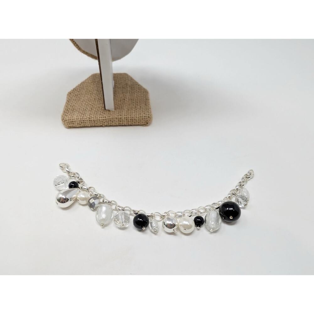 WHBM White House Black Market Necklace Silver Tone Beaded Statement Chunky - Picture 7 of 7